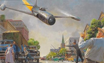 (AIRPLANES.)  PETER HELCK. For a horrible instant Carter thought the jet was going to crash in the street.